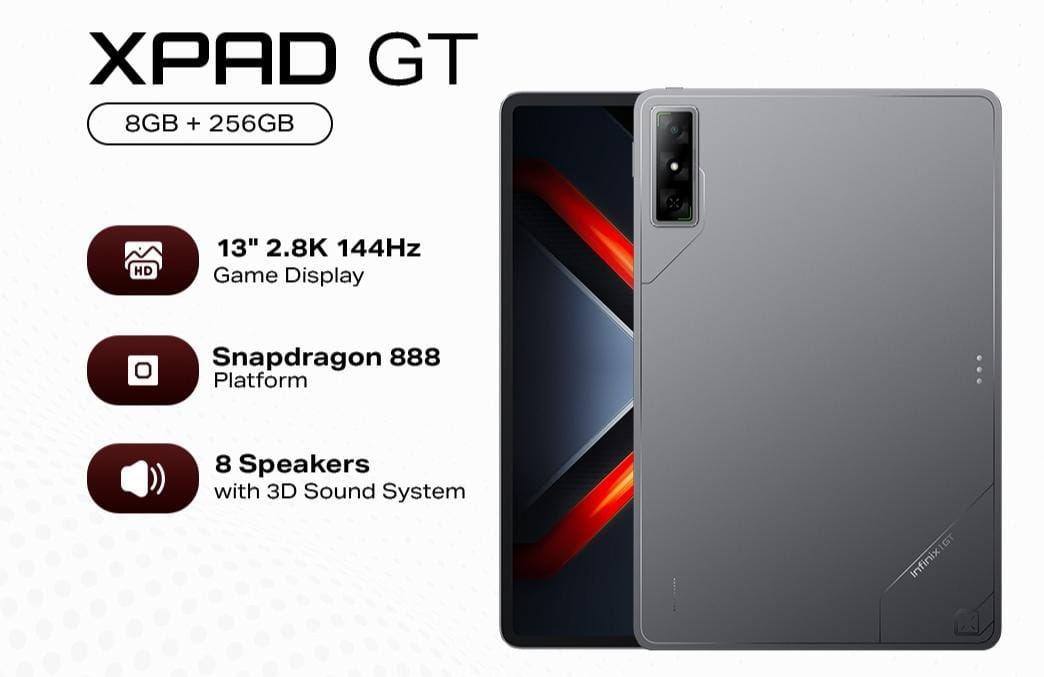 Infinix XPad GT: 13-Inch Minimalist Tablet Offering Expansive Display for Gaming