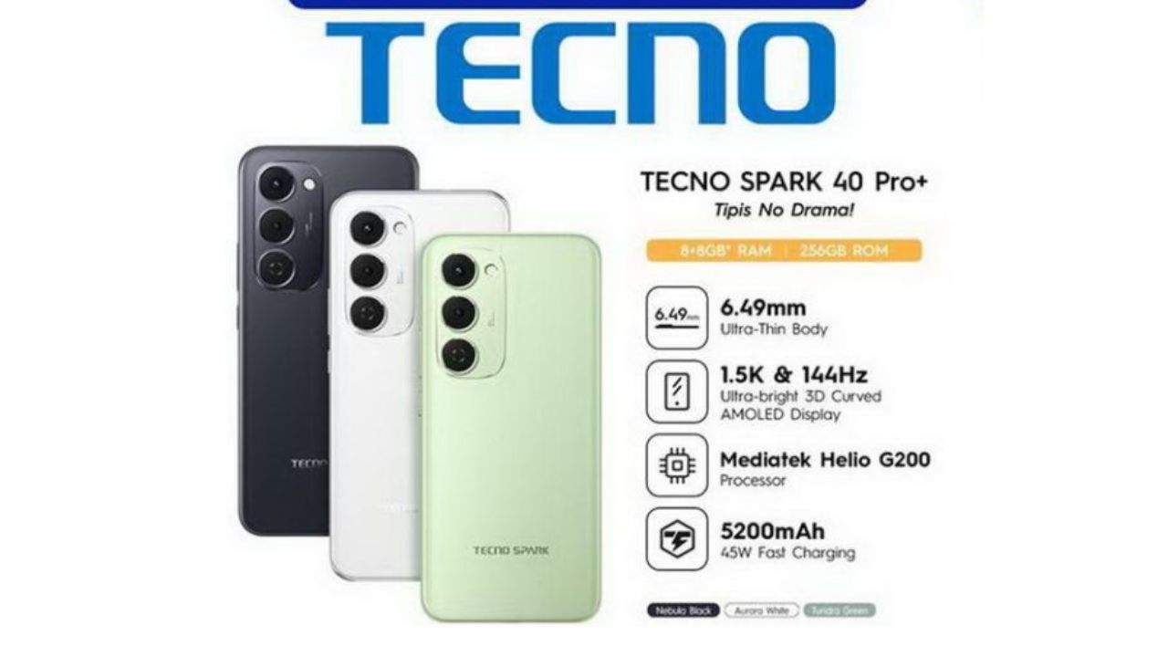 Tecno Spark 40 Pro+ Features Curved Design and 5200mAh High-Capacity Battery