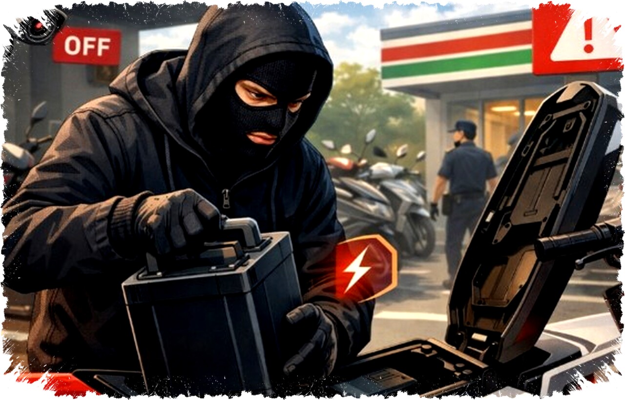 Beware of New Electric Motorbike Battery Theft Method in Public Parking Without Damaging the Vehicle Body
