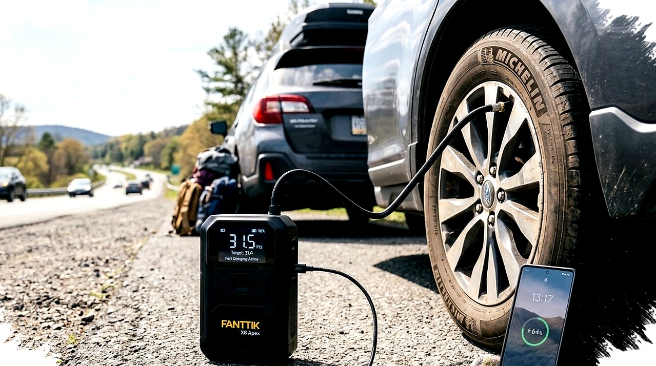 One Device Fills Tires and Charges Phones Fast 22.5W Portable Pump, Your Ultimate Mudik Safety Essential