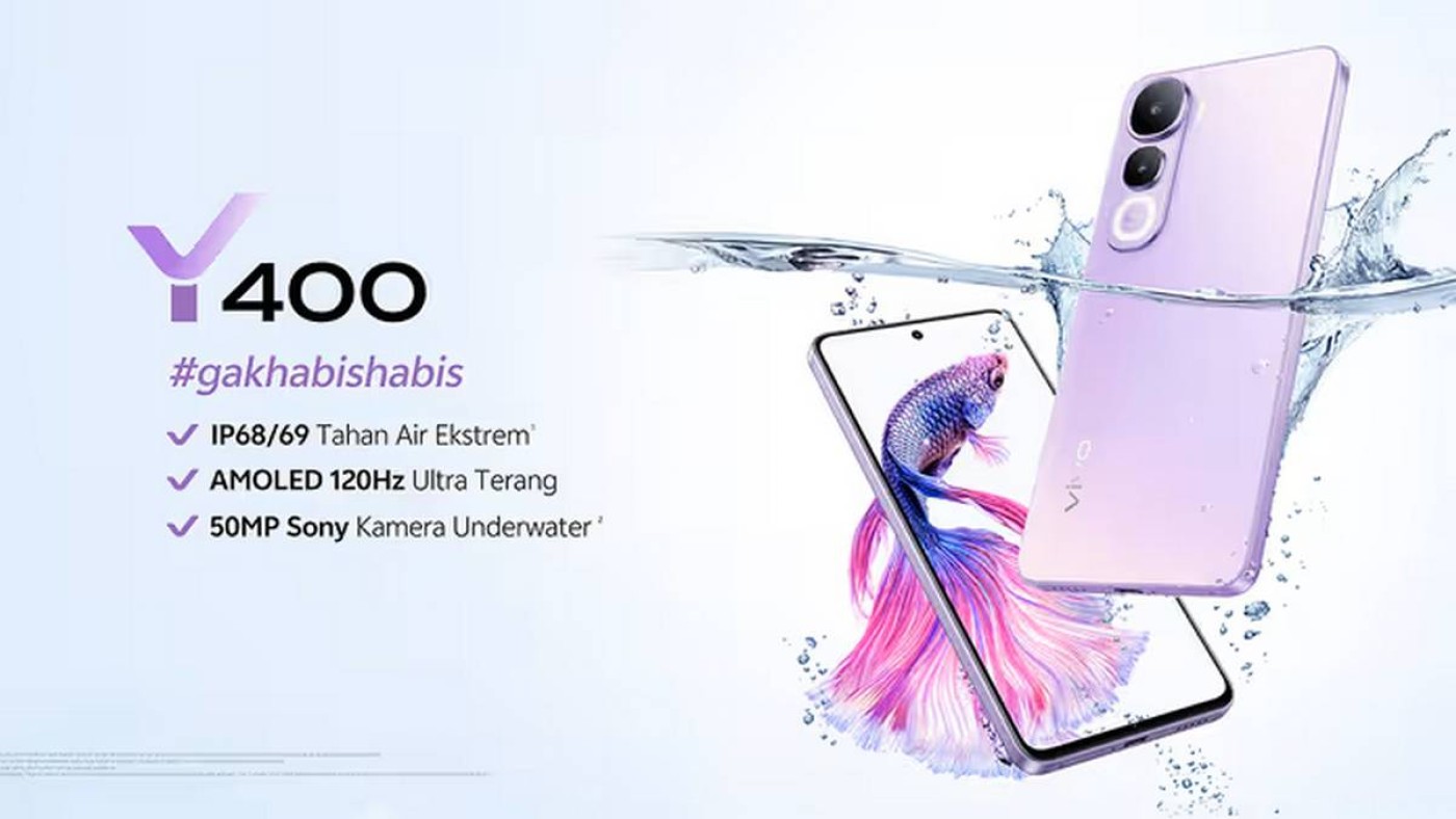 Vivo Y400 Meluncur di Indonesia, HP Tahan Air dengan Kamera Sony dan Layar AMOLED 120Hz Vivo Y400 Meluncur di Indonesia, HP Tahan Air dengan Kamera Sony dan Layar AMOLED 120Hz
