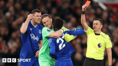 Idrissa Gueye Digelandang Everton Kartu Merah Usai Bentrok dengan Rekan Michael Keane