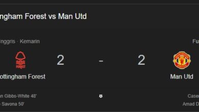 Unggul Lebih Dulu, Man United Hanya Raih Hasil Imbang 2-2 Lawan Nottingham Forest