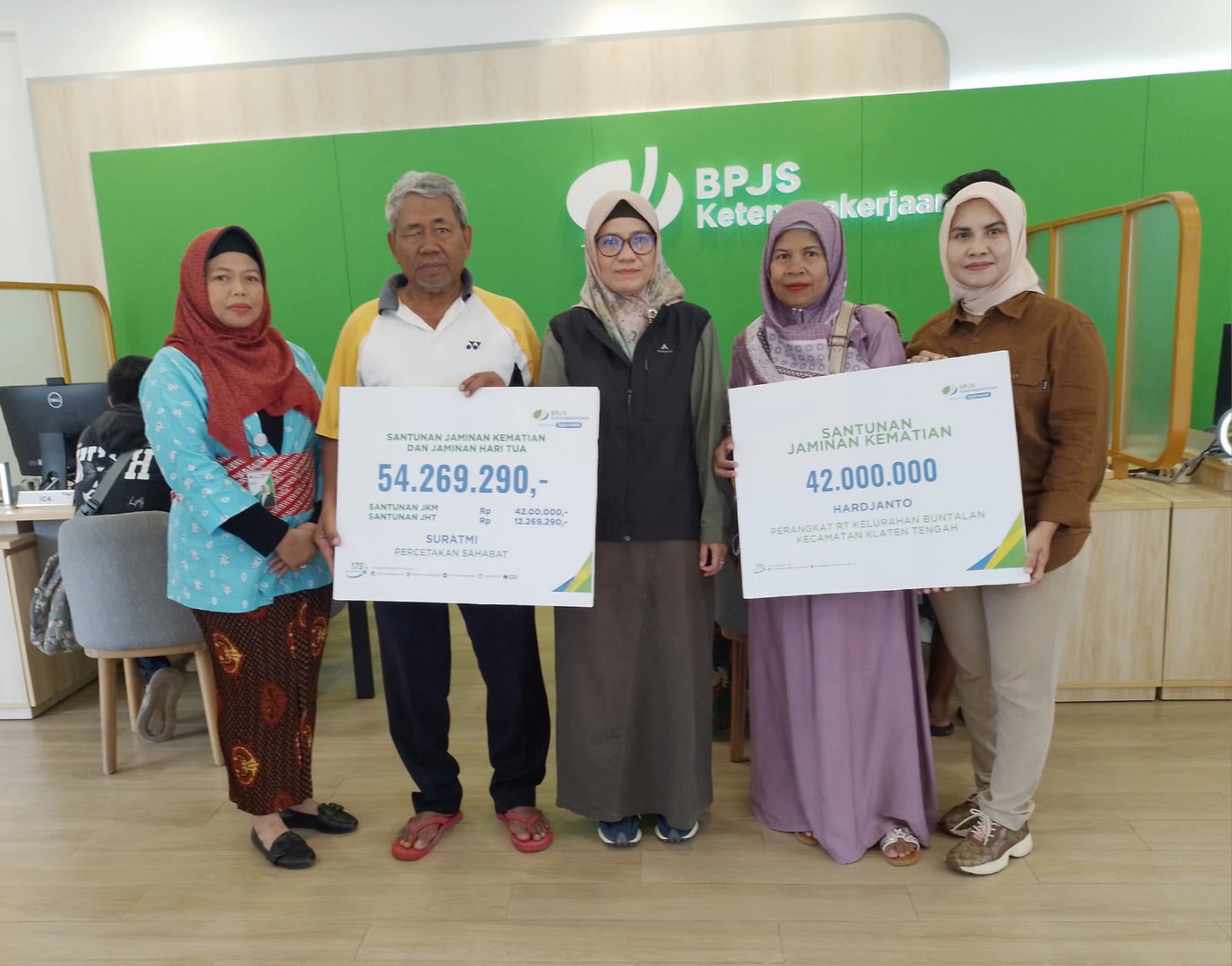 BPJS Ketenagakerjaan Klaten Berikan Santunan Jaminan Sosial untuk Dua Pekerja Meninggal