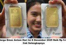 Harga Emas Antam 8 Desember 2025 Naik Rp 5.000, Simak Update Terbarunya Hari Ini