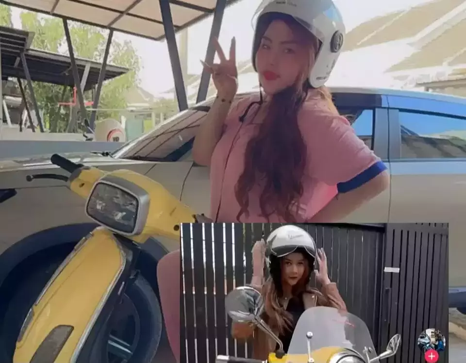 Lisa Mariana Tunjukkan Vespa Warna Kuning Cerah yang Mirip dengan Milik Aura Kasih