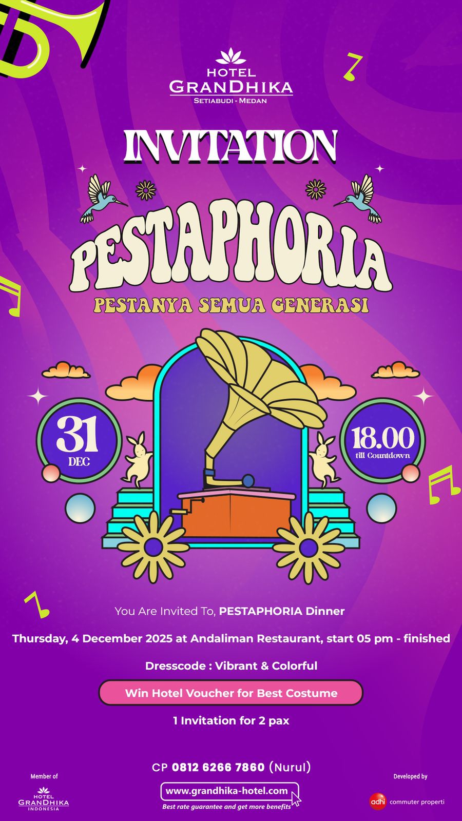 Rayakan Tahun Baru 2026, Hotel Grandhika Setiabudi Medan Hadirkan PESTAPHORIA Meriah