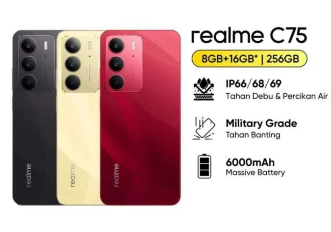 Realme C75: HP Rp 2 Jutaan dengan Baterai 6000 mAh, Simak Fitur Unggulannya di Sini
