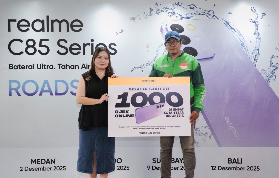 Realme Tutup Roadshow C85 Series dengan CSR 1.000 Paket Ganti Oli Gratis untuk Driver Ojol