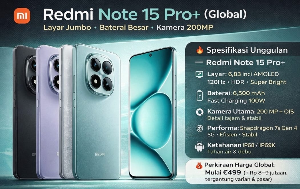 Review Redmi Note 15 Pro+ Terbaru: Layar Besar, Kamera Super Jernih 200MP, & Baterai Tahan Lama