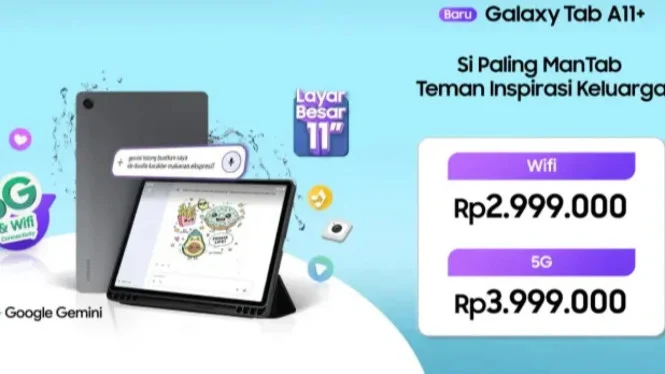 Samsung Galaxy Tab A11+ Meluncur di Indonesia dengan Layar Lebar 11 Inci & Fitur AI Terbaru!