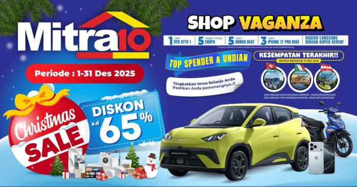 Shopvaganza 2025 Tersisa Sebulan, Mitra10 Gelar Christmas Sale Diskon hingga 65%