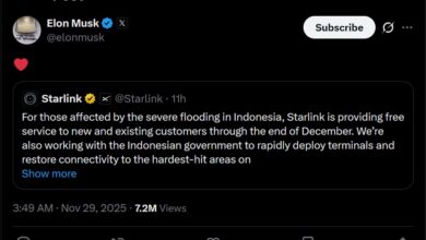Starlink Gratiskan Internet untuk Korban Banjir Sumatera, Elon Musk Beri Simbol Dukungan