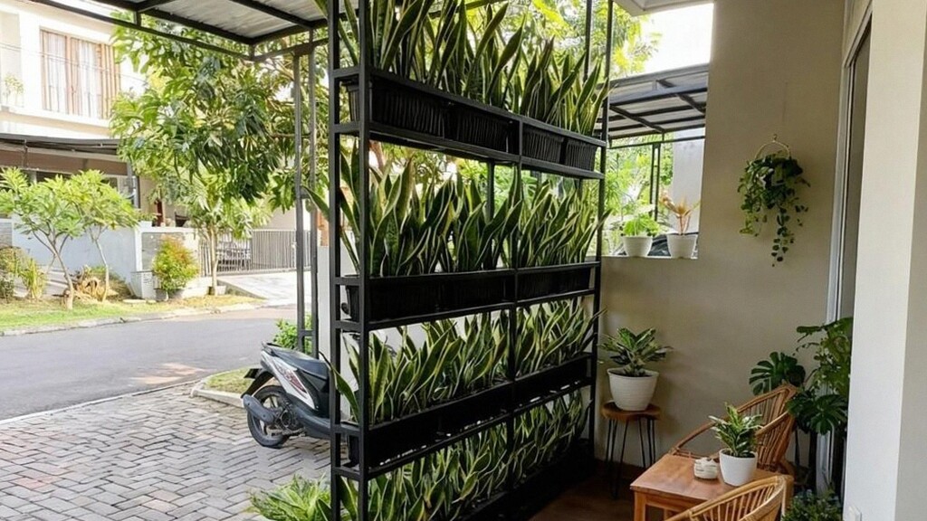 10 Desain Teras Rumah Kecil Asri dengan Kebun Vertikal, Sejuk dan Tanpa Lahan Luas 10 Desain Teras Rumah Kecil Asri dengan Kebun Vertikal, Sejuk dan Tanpa Lahan Luas