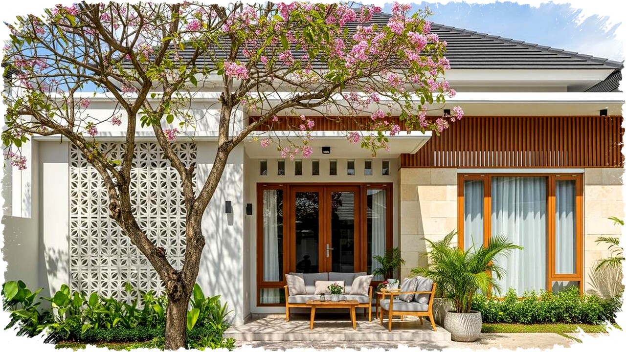 7 Model Teras Rumah Mini dengan Pohon Kecil Berbunga, Estetik & Praktis Tanpa Ribet