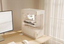 CyberPowerPC MA-01: Casing PC Kaca Lengkung dengan Knob Analog dan Desain Retro Modern