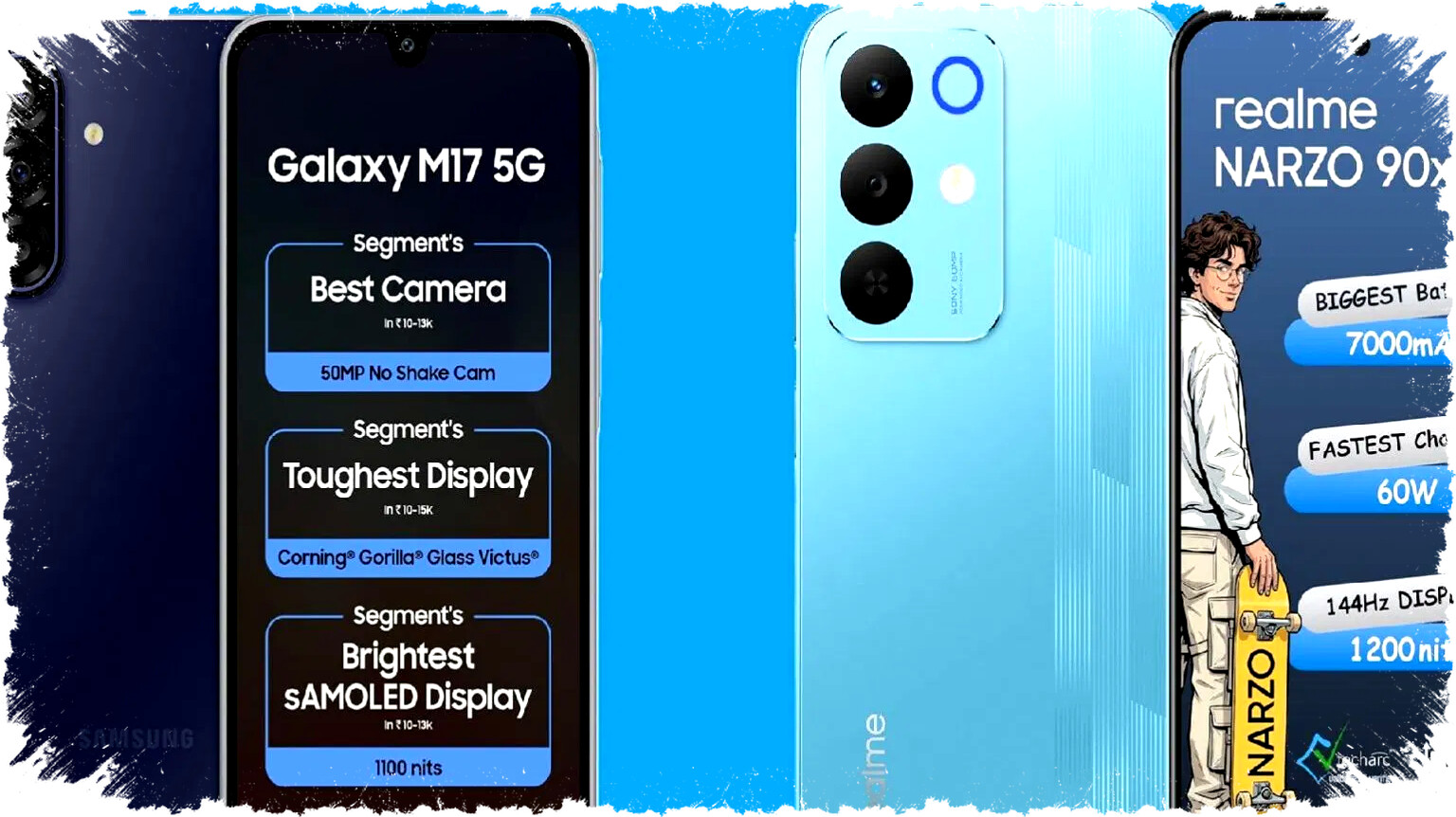 Samsung Galaxy M17 5G vs Realme Narzo 90x 5G: Pilih Mana untuk HP 5G Budget dengan Kamera & Baterai Unggul? Samsung Galaxy M17 5G vs Realme Narzo 90x 5G: Pilih Mana untuk HP 5G Budget dengan Kamera & Baterai Unggul?