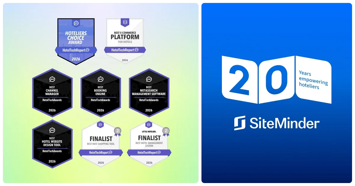 SiteMinder Raih Penghargaan Best Hotel eCommerce Platform 4 Kali Berturut-turut 2026 SiteMinder Raih Penghargaan Best Hotel eCommerce Platform 4 Kali Berturut-turut 2026