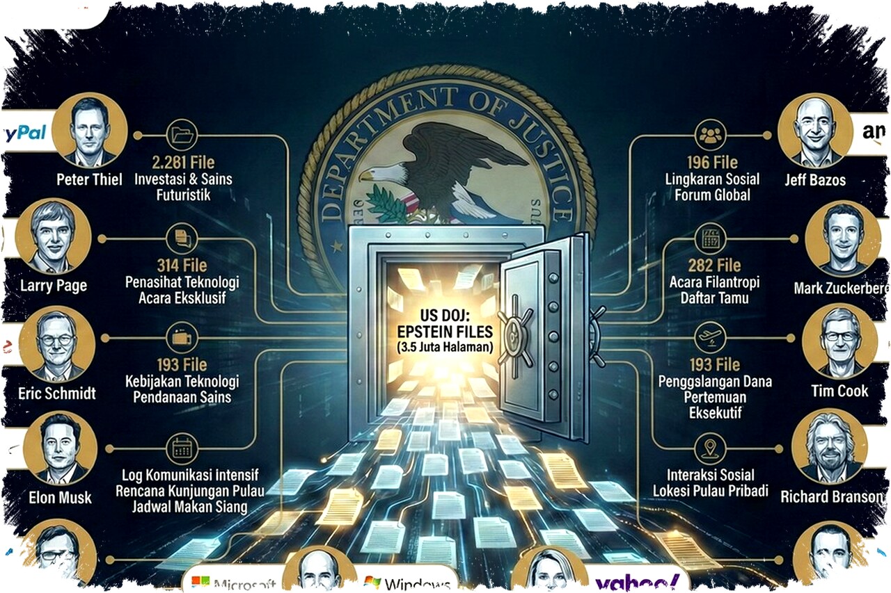 Departemen Kehakiman AS Rilis 3,5 Juta Halaman Dokumen Epstein: 14 Bos Teknologi Ternama Terseret Departemen Kehakiman AS Rilis 3,5 Juta Halaman Dokumen Epstein: 14 Bos Teknologi Ternama Terseret