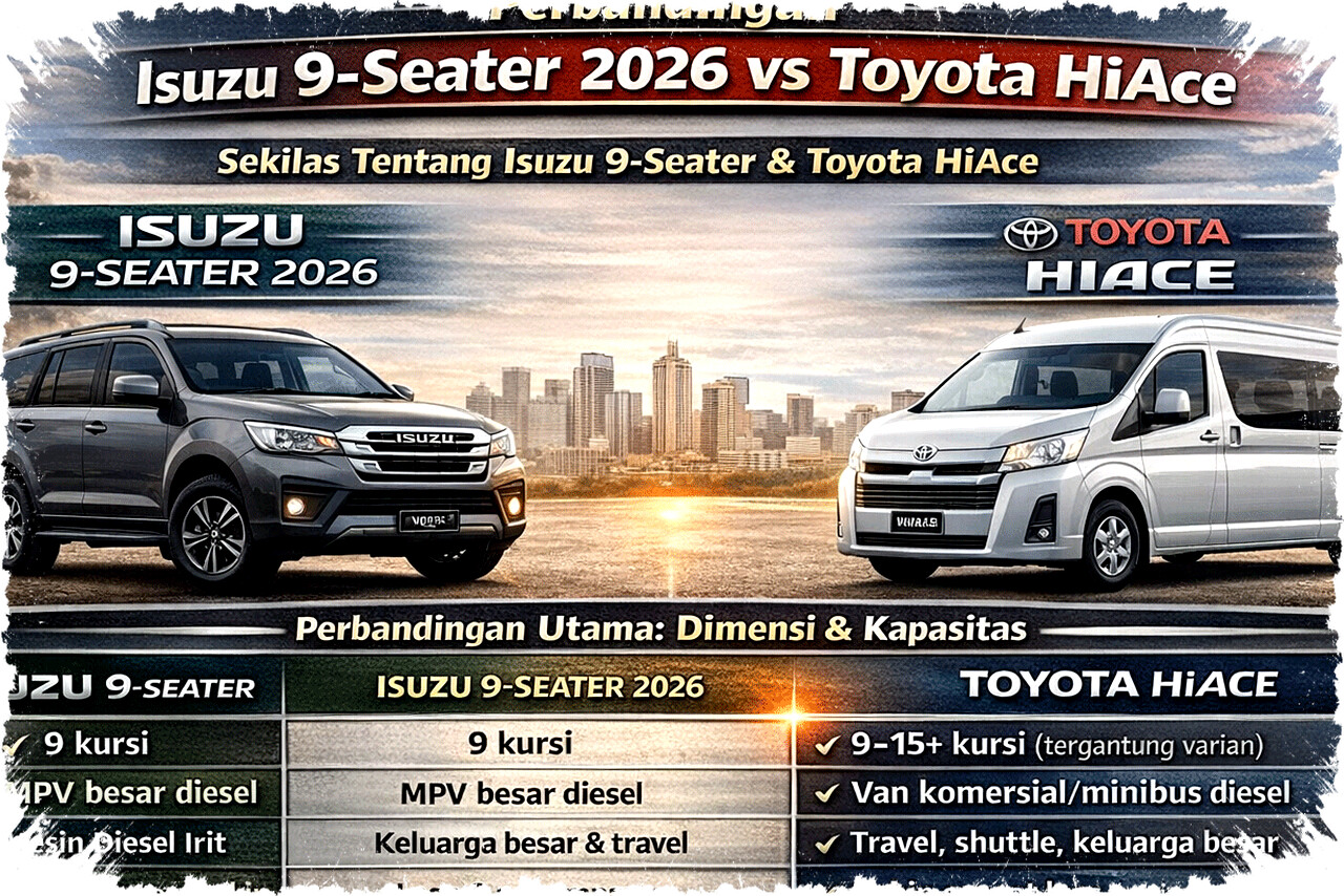 Isuzu 9-Seater vs Toyota HiAce 2026: Pilih Mana untuk Keluarga Besar & Usaha Travel Anda?