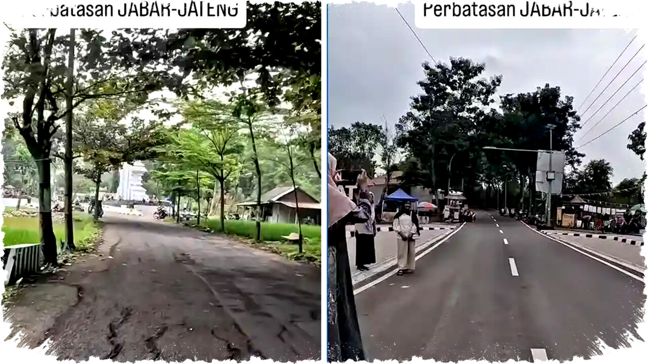 Perbatasan Jawa Barat vs Jawa Tengah: Jalan Mulus dan Gapura Megah Tumpang Tindih dengan Jalan Rusak Tak Terurus, Bukti Kesenjangan Infrastruktur Tajam!