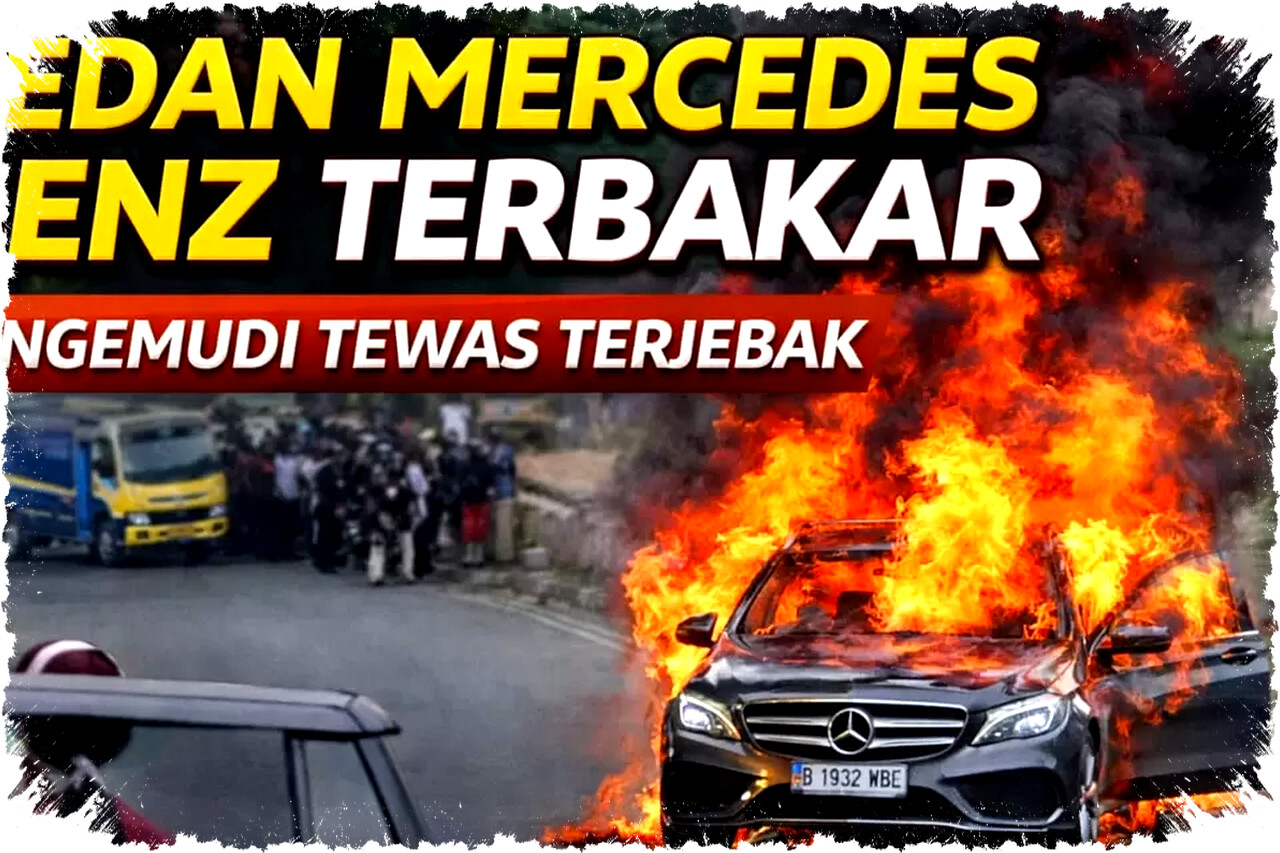 Sedan Mercedes-Benz Terbakar di Lingkar Nagreg, Pengemudi Tewas Terjebak Dalam Mobil