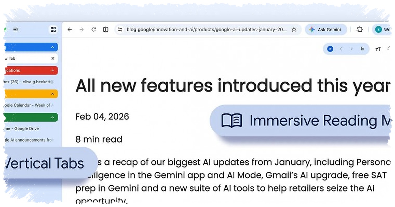 Google Chrome Akhirnya Berbenah, Tab Vertikal dan Mode Baca Kini Lebih Imersif Google Chrome Akhirnya Berbenah, Tab Vertikal dan Mode Baca Kini Lebih Imersif
