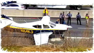 Pesawat Mendarat Di Tengah Lalu Lintas I-78, Satu Mobil Pun Tak Tersentuh Pesawat Mendarat Di Tengah Lalu Lintas I-78, Satu Mobil Pun Tak Tersentuh